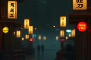 《溪畔书店》封面，溪水边书架的倒影